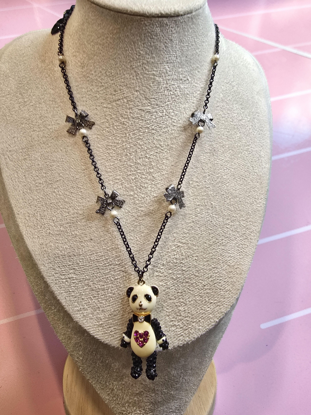Betsey Johnson Panda Bear Pendant Necklace